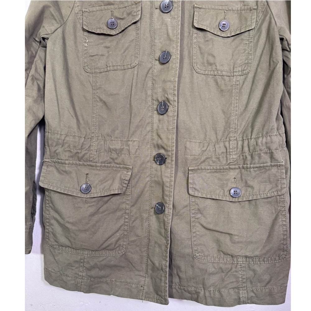 Talbots Twill Field Jacket Olive Green Cotton Utility Sz MP Safari Military Fall - Picture 7 of 16